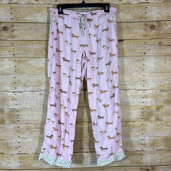 Munki Munki Pink Dachshund Flannel Pajamas Weiner Dog Doxie Size M - Picture 8 of 12